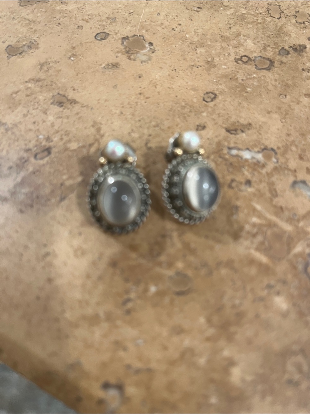 Reve Sterling &14K Gold Earrings w Pearl & Moonstone